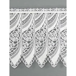 Moderne Plauener Spitzengardine Malu in cremeweiß