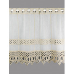 Feenhausgardine Mona aus Plauener Spitze in taupe