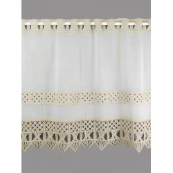 Feenhausgardine Mona aus Plauener Spitze in taupe