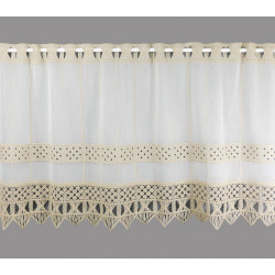 Feenhausgardine Mona aus Plauener Spitze in taupe