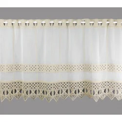 Feenhausgardine Mona aus Plauener Spitze in taupe