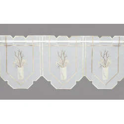 Zeitlose Eleganz - Der dezente Stickerei-Scheibenhänger Vase mit Zweigen in attraktivem Design.