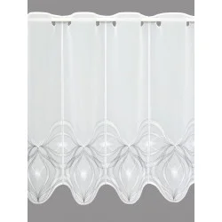 Moderne Stickerei-Kurzgardine Donna in weiß-grau Plauener Spitze
