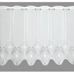 Moderne Stickerei-Kurzgardine Donna in weiß-grau Plauener Spitze