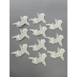 Baumbehang Engel mit Flöte in beige 10er Set