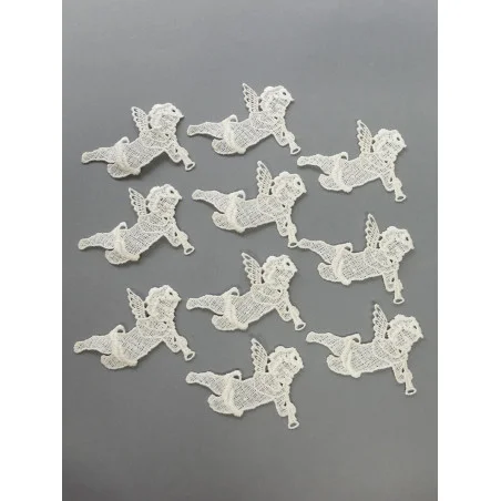 Baumbehang Engel mit Flöte in beige 10er Set