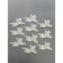 Baumbehang Engel mit Horn in beige 10er Set