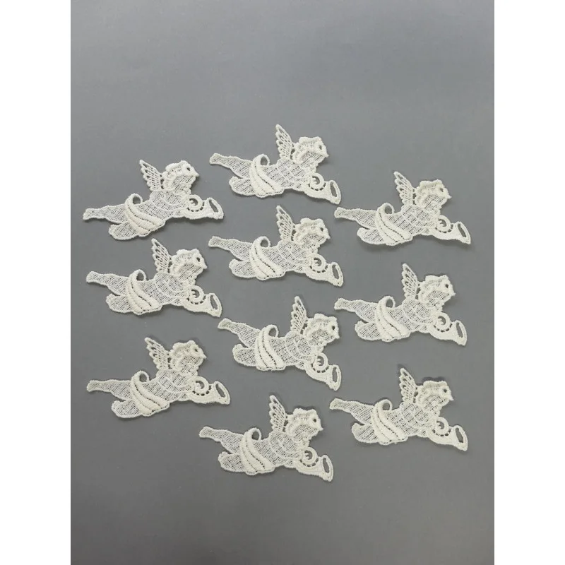 Baumbehang Engel mit Horn in beige 10er Set