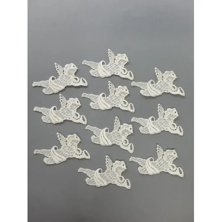 Baumbehang Engel mit Horn in beige 10er Set