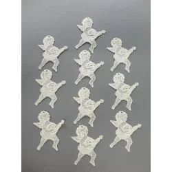 Baumbehang Engel mit Gitarre in beige 10er Set