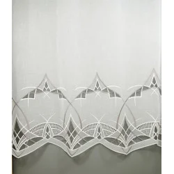 Plauener Spitzen-Gardine Arlette in natur-taupe