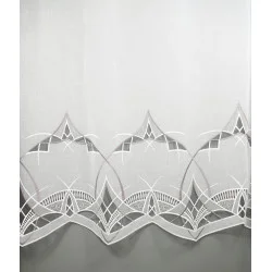 Plauener Spitzen-Gardine Arlette in weiß-taupe