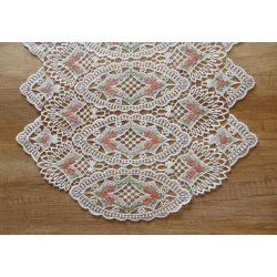 Ansprechender Plauener Spitzenläufer Sabrina in cremeweiß-Terra-Grün