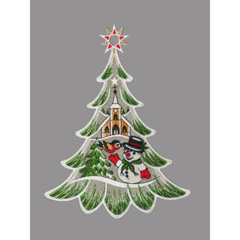 Fensterbild Baum mit Schneemann Fensterbild Baum mit Schneemann