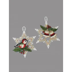 Fensterbilder Sterne mit Vogel und Glocken