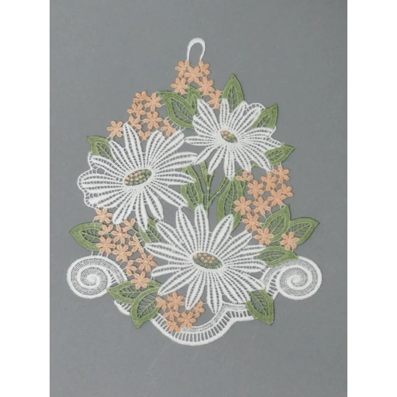 Fensterbild Margeritenstrauss aus Plauener Spitze