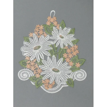 Fensterbild Margeritenstrauss aus Plauener Spitze