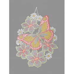 Fensterbild Blütenbukett mit Schmetterling