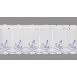 Maritime Stickerei-Scheibengardine Anker