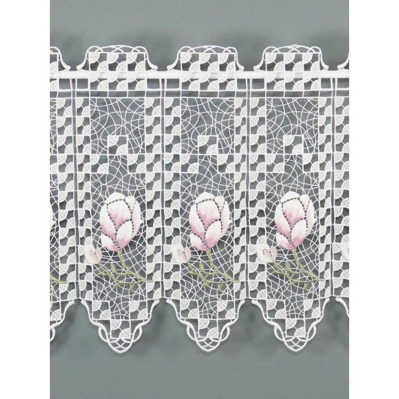 Spitzengardine Magnolienknospe in lila 40x144 cm