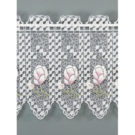 Spitzengardine Magnolienknospe in lila 40x144 cm