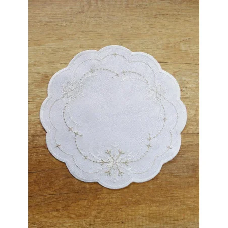 Weihnachtsdecken Schneekristall in weiß-gold