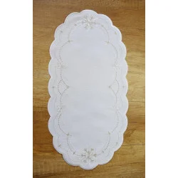 Dekorativ bestickte Weihnachtsdecken Schneekristall in Weiß-Gold