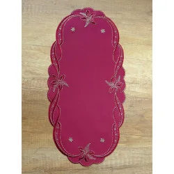 Weihnachtsdecke Fanny in weinrot-gold 23x46 cm oval Plauener Spitze