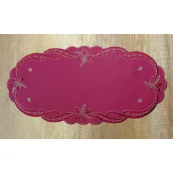 Kleiner ovaler Weihnachtsläufer Fanny bestickt in weinrot-gold 23x46 cm