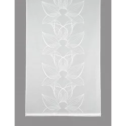 Zeitlose weiße Plauener Stickerei-Flächengardine Melanie einzeln