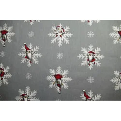 Mitteldecke Schneeflocken mit Wichtel in silbergrau 95x95 cm