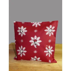 Lustige Kissenhülle Schneeflocke mit Wichtel in weinrot 45x45 cm