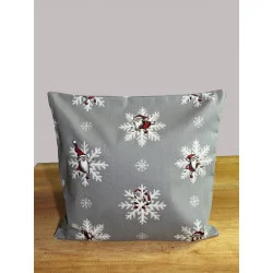 Kissenhülle Schneeflocke mit Wichtel in silbergrau 45x45 cm