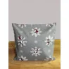Kissenhülle Schneeflocke mit Wichtel in silbergrau 45x45 cm