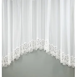 Klassischer C-Bogenstore Nora mit Plauener Spitzen - Blütenmotiven