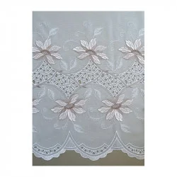 Muster Plauener Stickerei-Gardine Lili in weiß-braun