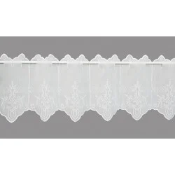 Klassisch bestickte weiße Kurzgardine Jara Plauener Spitze