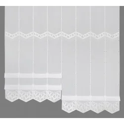 Modern besticktes Raffrollo Dana - Weißer Clipstore mit Kästchenmuster