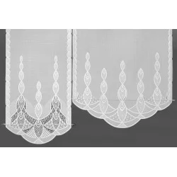 Hinreisende weiße Plauener Spitzen-Schiebepaneele Aveline mit Bogen