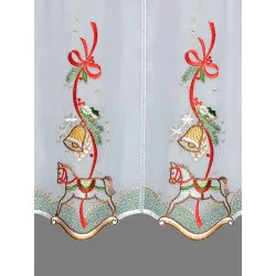 Weihnachts-Kurzgardine Schaukelpferd