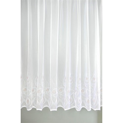 Lichtdurchlässiger weißer Vorhang mit moderner Stickerei-Bordüre, hochwertige Heimtextilien in klassischem Design.