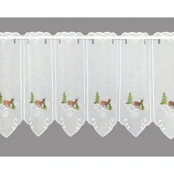 Stickerei-Scheibengardine Winterhirsch gross
