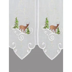 Stickerei-Scheibengardine Winterhirsch Detailbild
