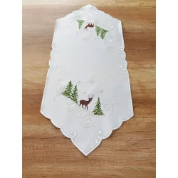 Stickerei-Tischläufer Winterhirsch