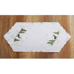 Stickerei-Tischläufer Winterhirsch