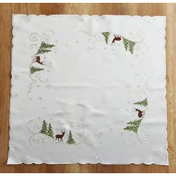 Stickerei-Mitteldecke Winterhirsch
