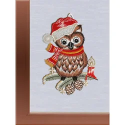 Fensterbild Weihnachtseule aus Plauener Spitze