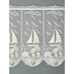 Scheibengardine Küstenliebe aus Plauener Spitze Nahansicht