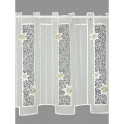 Kurzgardine Stille Nacht in gold Plauener Spitze