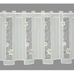 Kurzgardine Stille Nacht in gold Plauener Spitze